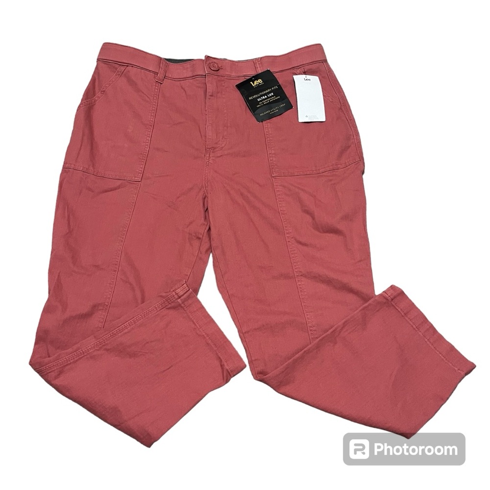 NWT Lee Size 16 medium women’s mauve cinnamon pink straight leg cropped pant - Picture 2 of 12